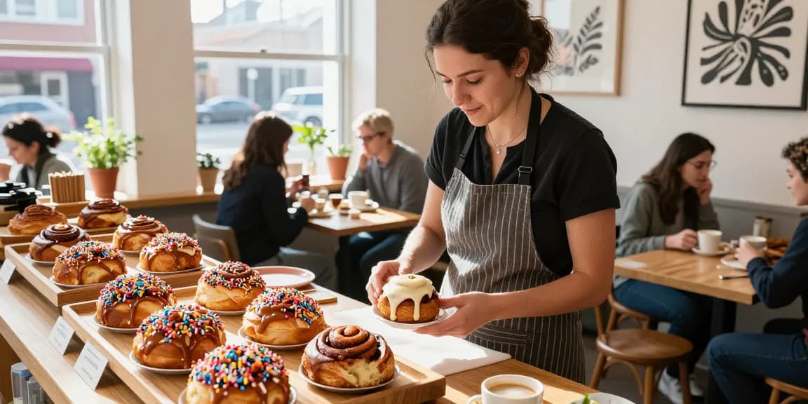 Delicious cinnamon buns in a cozy Bakery Calgary café that invites everyone to indulge.