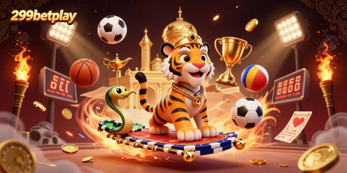 Experience thrilling gameplay at 299betplay with a vibrant casino scene featuring multiple sports activities and characters.