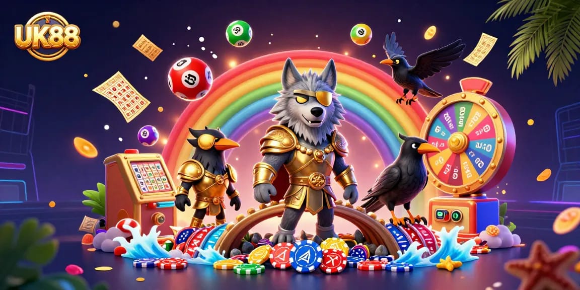 Experience exciting gameplay and vibrant colors at UK88 with dynamic gambling elements and characters.