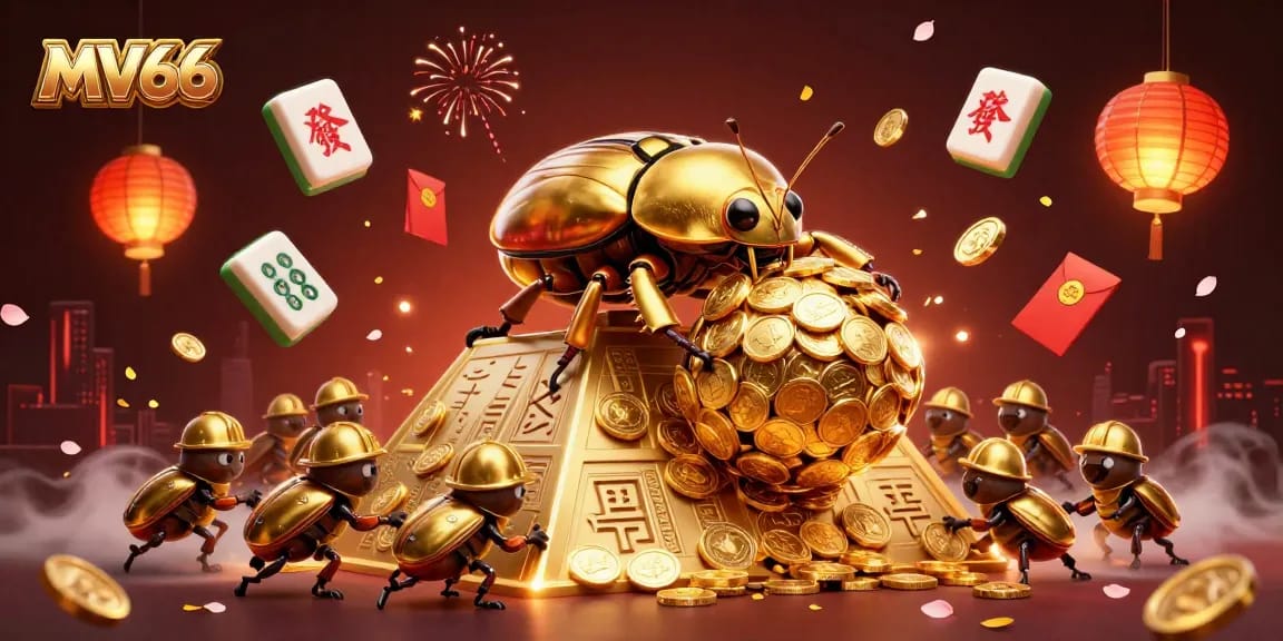 Experience thrilling gaming action with MV66 in a rich, dynamic casino illustration