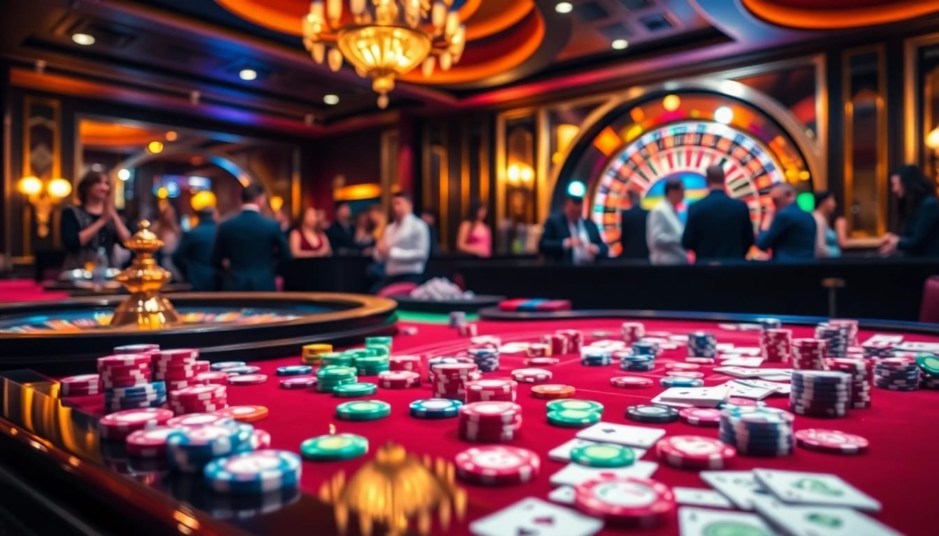 Experience the excitement of win678 with vibrant chips and cards on a stylish casino table.