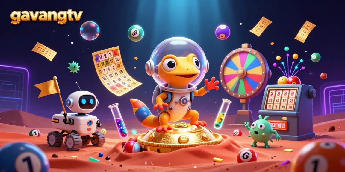 Experience thrilling wins with gavangtv as the Martian gecko explores a golden casino environment.
