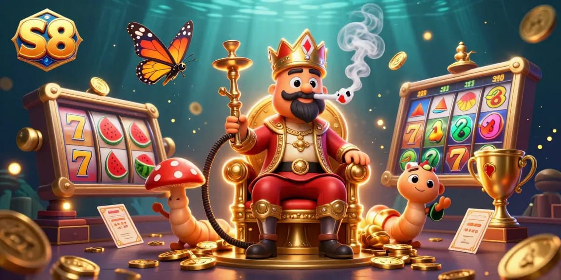 S8 spins their way to jackpots with vibrant slot reels and dynamic casino elements.