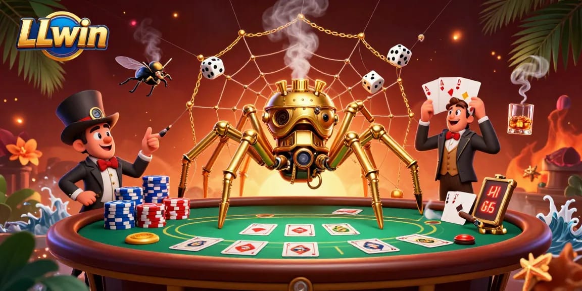 Experience the thrill of LLwin with a dynamic steampunk casino web, capturing lucky dice and poker stakes.