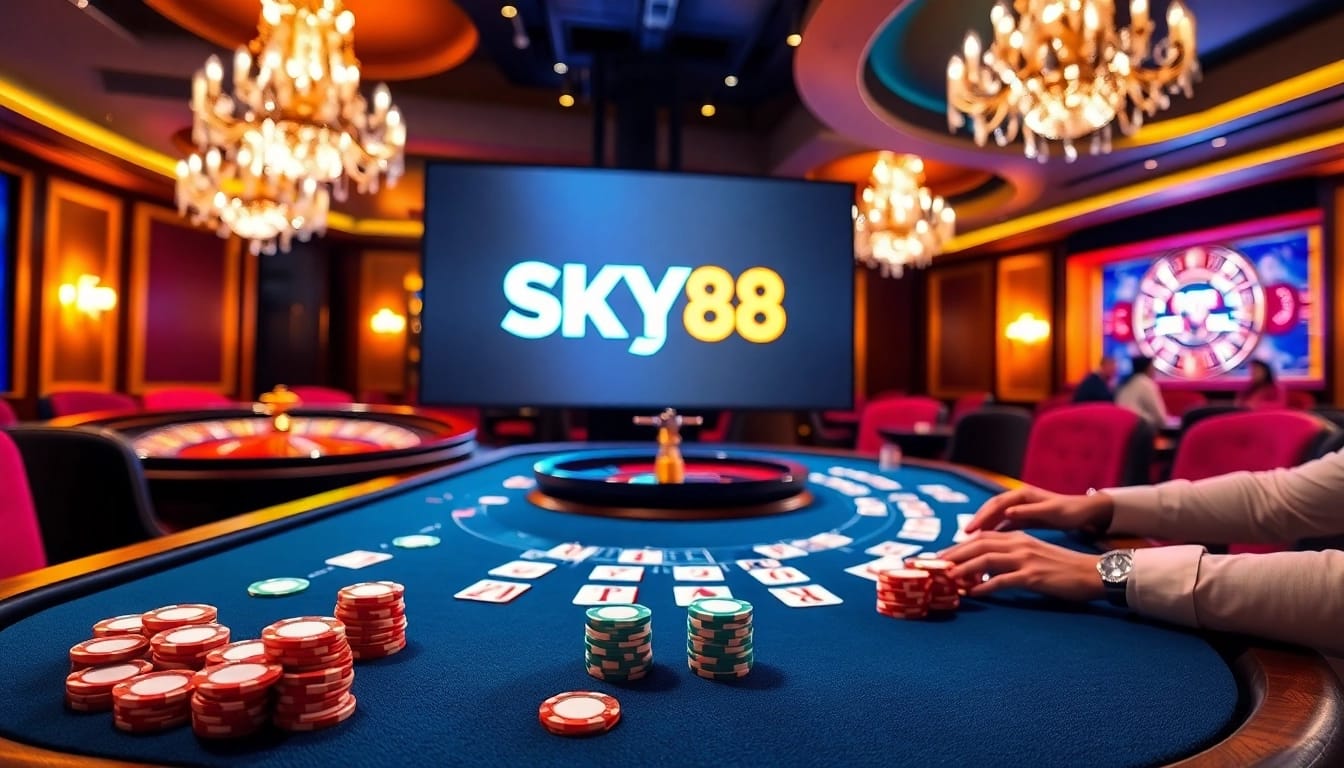 Experience thrilling poker action at SKY88 casino with vibrant games and high-stakes excitement.