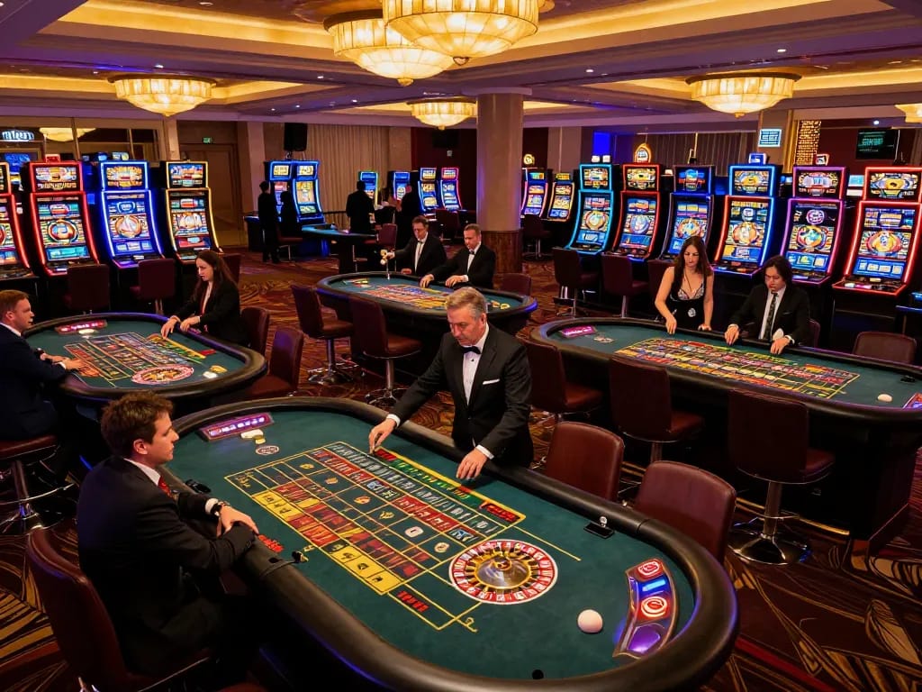 Players engaging at roulette tables in an upscale casino while experiencing the excitement of TR88 betting