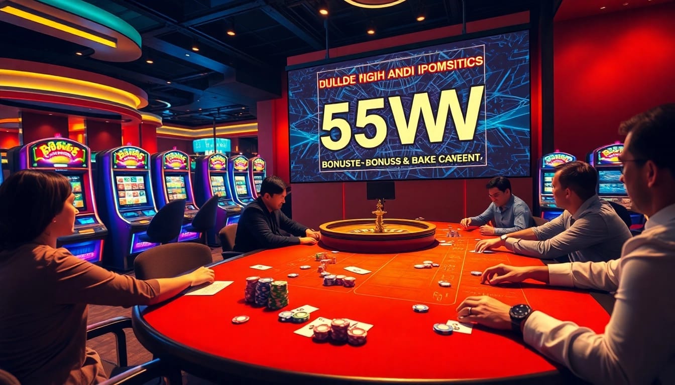 Players enjoying a thrilling casino experience at 55WW's modern gaming tables.