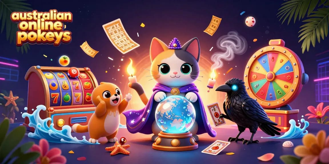 Experience fun and excitement with australian online pokies and vibrant slot games in this colorful scene.