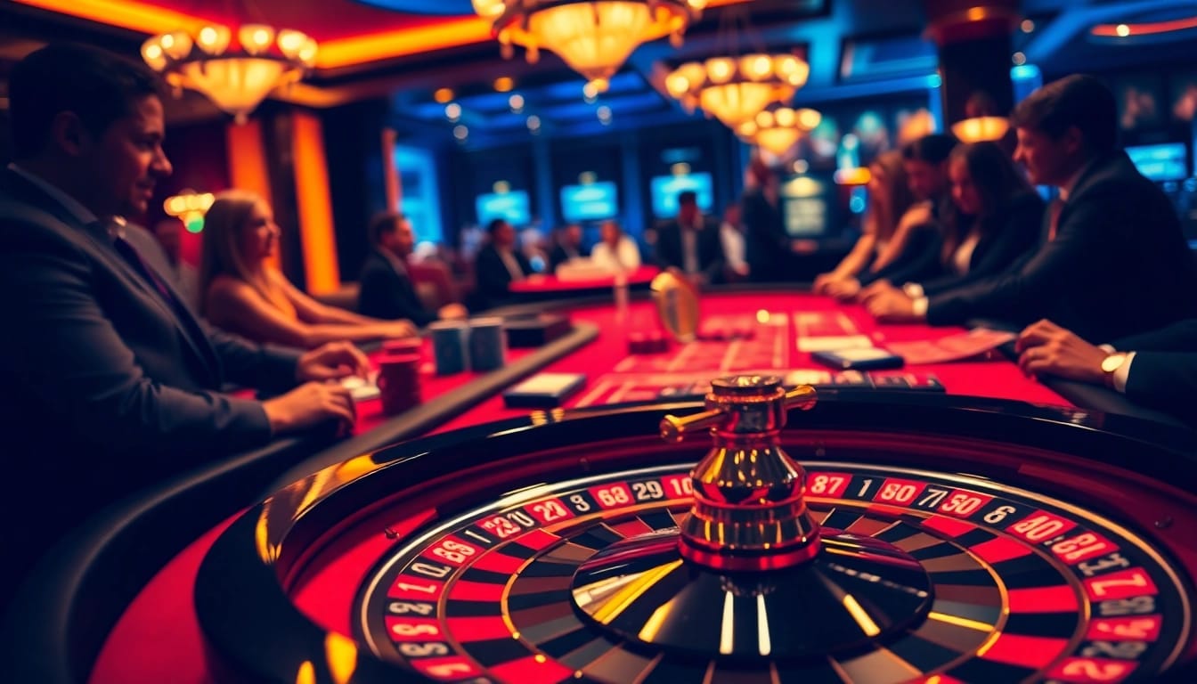 Jouer au meilleur casino en ligne avec des cartes et des jetons éclatants.