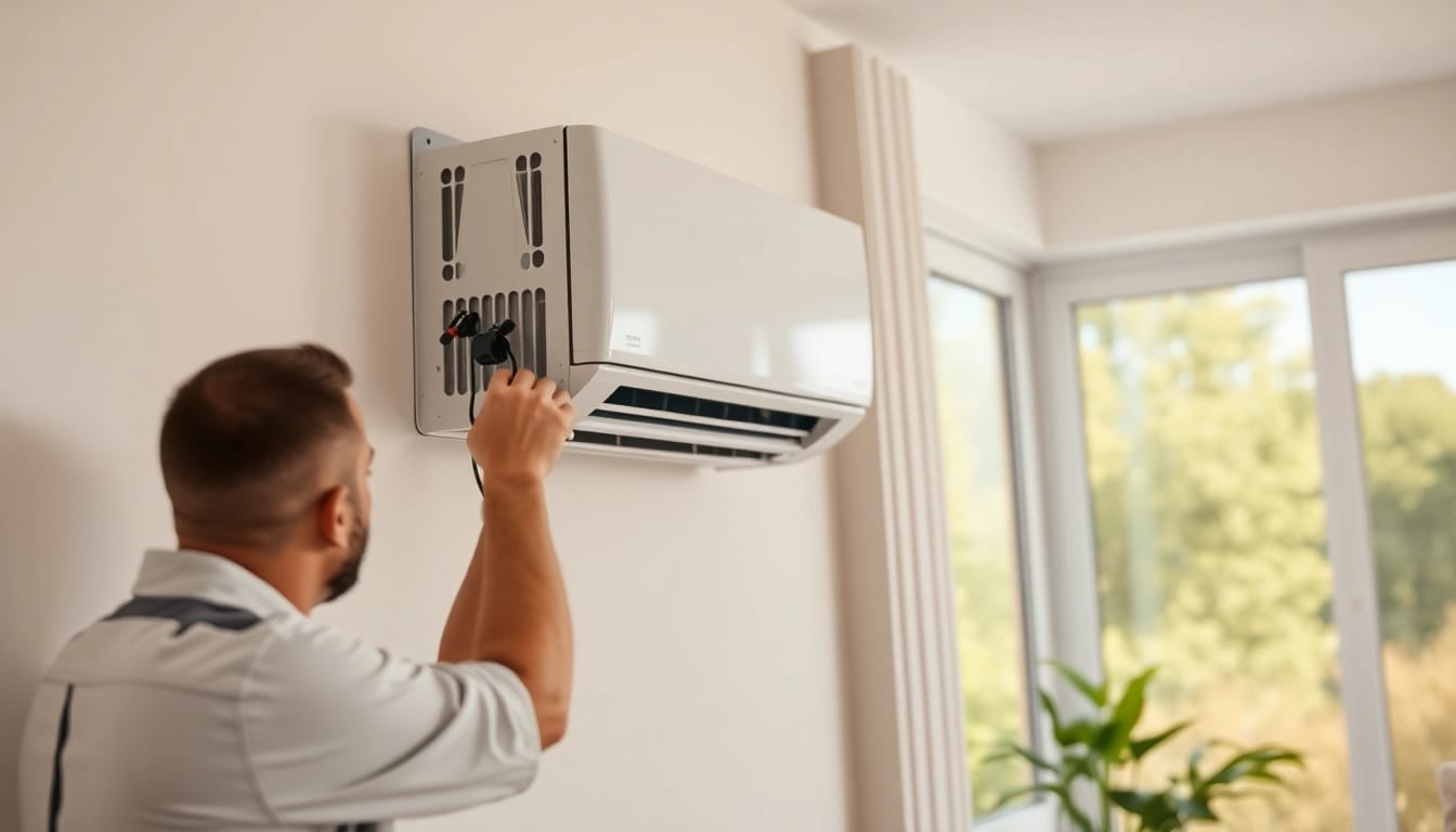 Installing a Mitsubishi mini split ac in a modern home, showcasing efficiency and style.