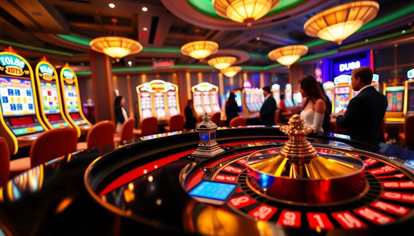 Experience the excitement of DU88 with dynamic casino scenes featuring roulette and slot machines.