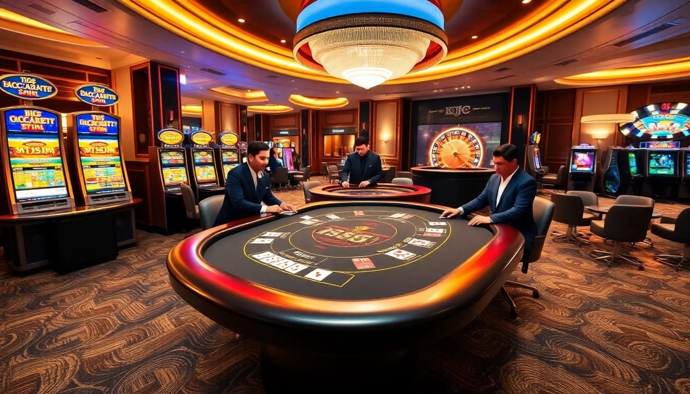 KJC offers a luxurious gaming experience with tables, slot machines, and vibrant casino action.