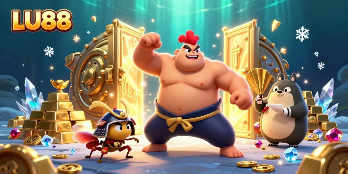 LU88 online casino features a powerful sumo wrestler and fierce samurai cricket with treasures galore.