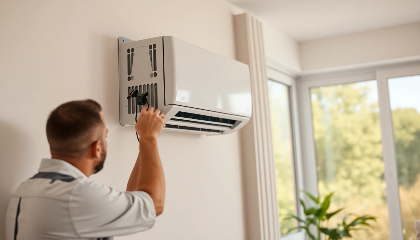 Installing a Mitsubishi mini split ac in a modern home, showcasing efficiency and style.