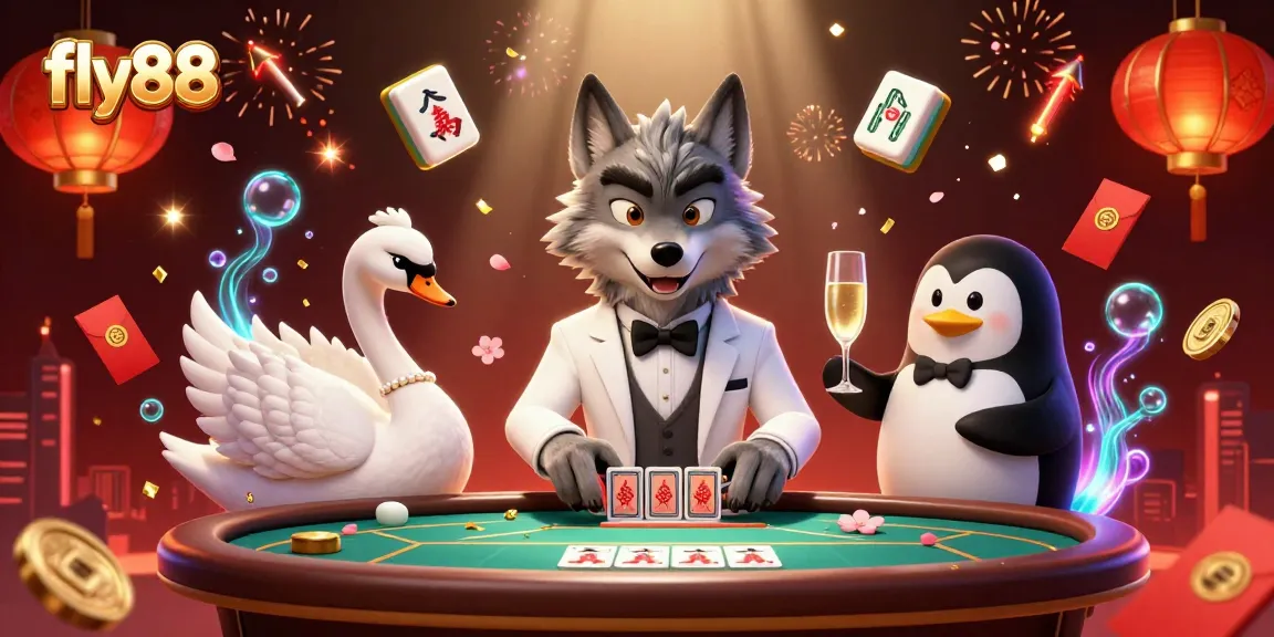 Experience the excitement at fly88 Casino with a debonair wolf at baccarat, a swan dealer, and a penguin sommelier.