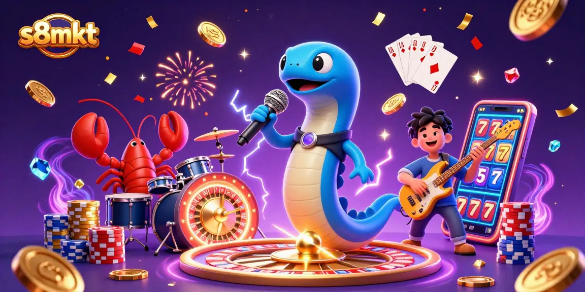 Experience thrilling gameplay at s8mkt with vibrant 3D illustration showcasing dynamic casino elements and lively characters.