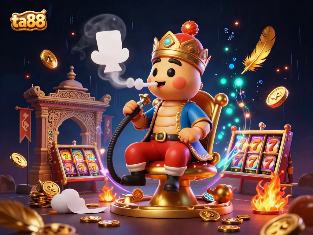 Experience the vibrant excitement of ta88 as the giant caterpillar symbolically awaits gamers in a kaleidoscope of casino elements.