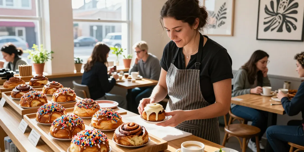 Delicious cinnamon buns in a cozy Bakery Calgary café that invites everyone to indulge.