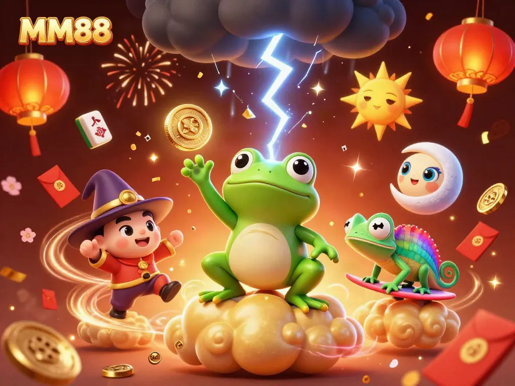Experience the thrill of MM88 with a vibrant digital storm of golden coins and excitement.