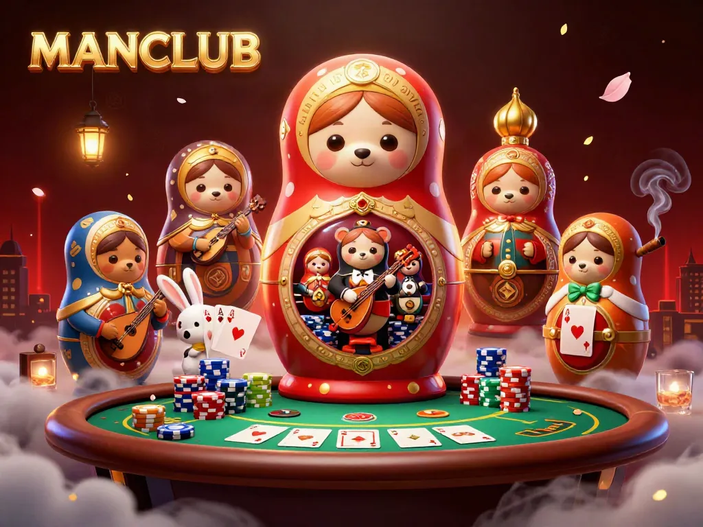 Experience winning strategies at MANCLUB with a dynamic poker scene featuring cartoon characters.