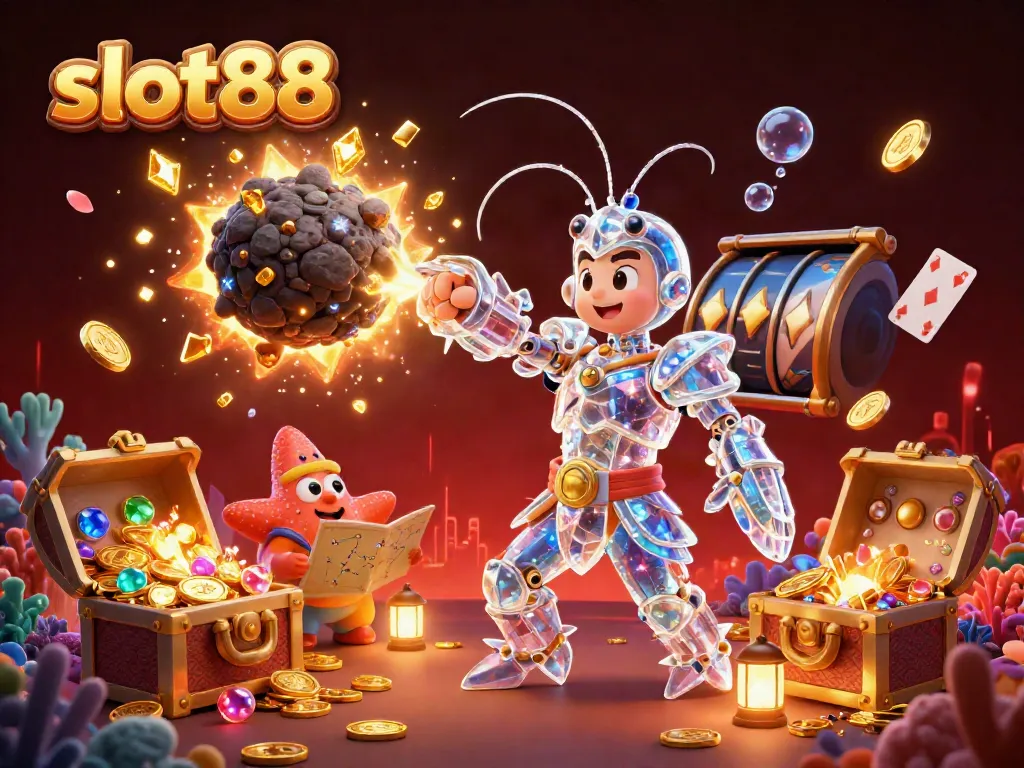 Engage with slot88 gameplay, featuring galactic characters amidst treasures in a vibrant scene.