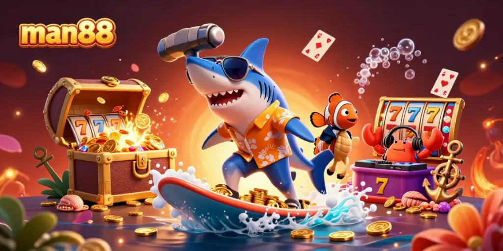 Engage with man88's exciting casino adventure featuring vibrant characters and elements.