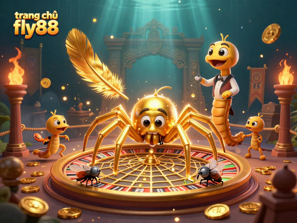 Engage with the thrilling atmosphere at trang chủ fly88 featuring a golden spider and centipede croupier.