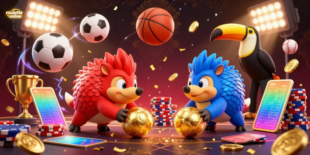 Experience roullete online excitement with vibrant pangolins and dynamic gaming elements in this engaging scene.