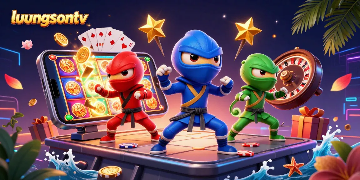 Experience thrilling wins with luongsontv's action-packed gaming scene featuring colorful slot games and dynamic characters.