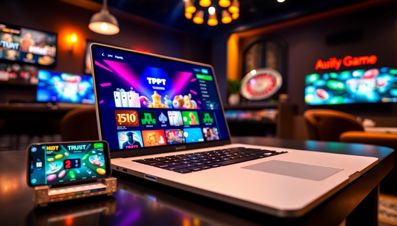 Immersive TPTP online betting experience displayed on a laptop with engaging games.