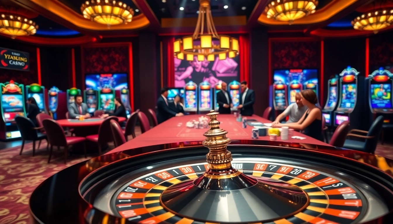 Experience the thrilling atmosphere of ku88 Casino with high-stakes games, luxurious decor, and vibrant competition.