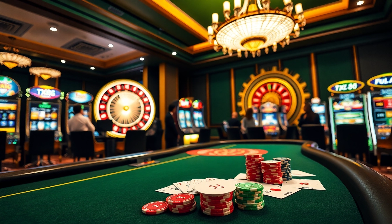 Get ready to play TX88 poker with vibrant chips and luxurious casino ambiance.