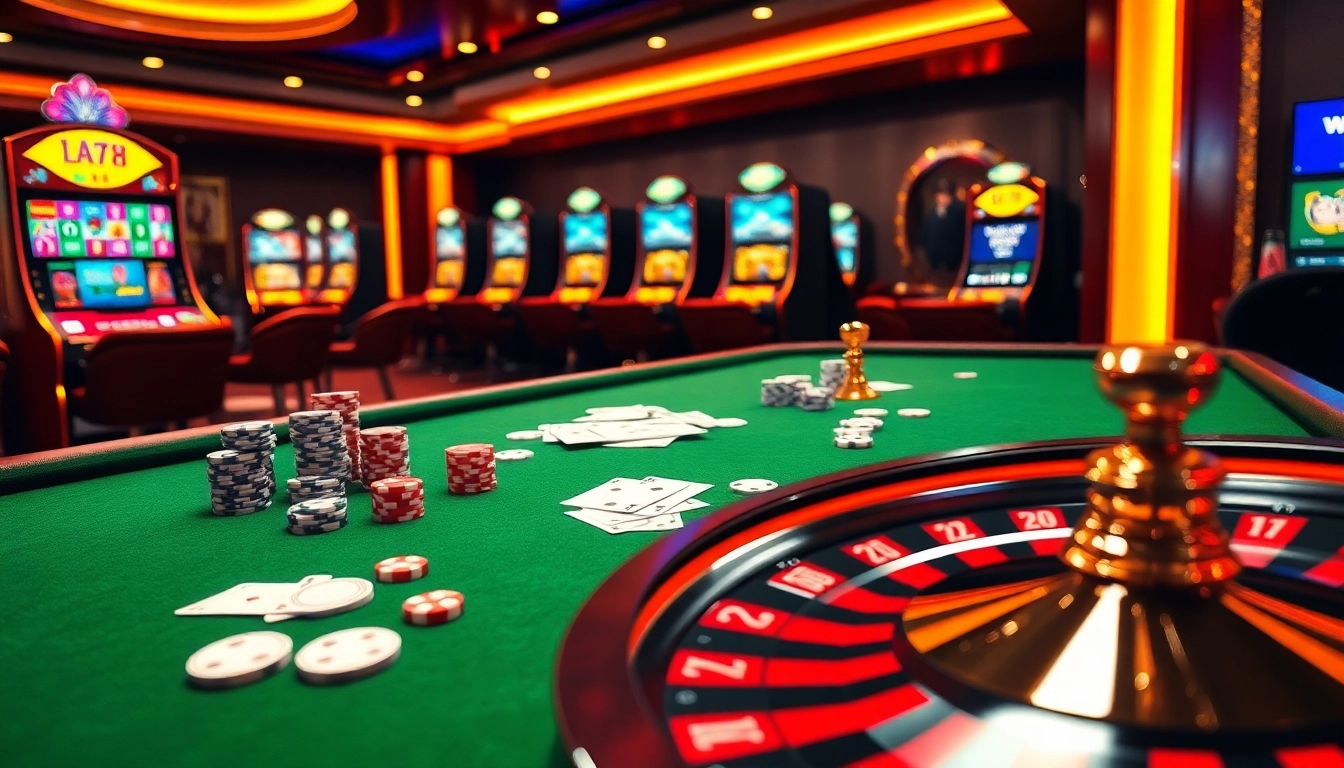 Engage with thrilling casino gameplay featuring high-stakes poker at https://sky88.at/ with luxury decor and vibrant gaming elements.