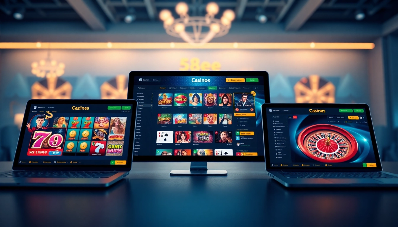 The 58ee platform interface on digital devices featuring vibrant games, highlighting user-friendly design and exciting bonuses.