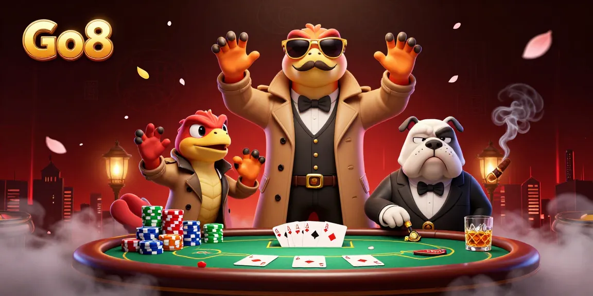Go8 raptors attempt entry to VIP lounge, surrounded by lively casino elements.