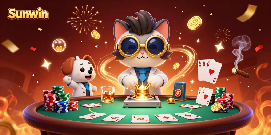 Experience thrilling wins with Sunwin in a vibrant, detail-rich casino scene featuring engaging characters and dynamic elements.