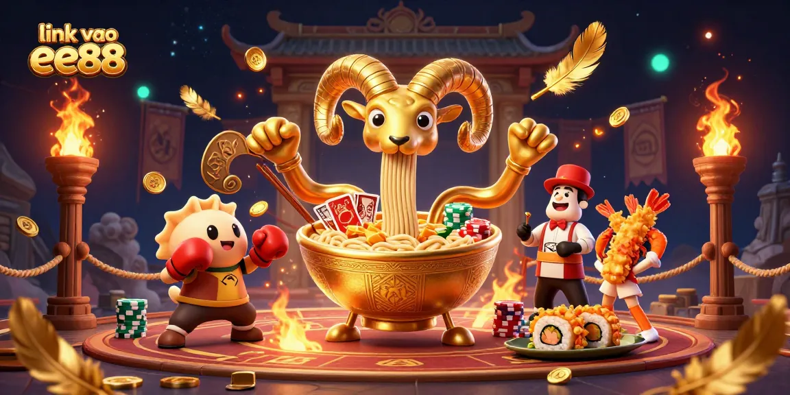 Link vao ee88 showcases a vibrant 3D casino scene filled with dynamic characters and gambling elements.
