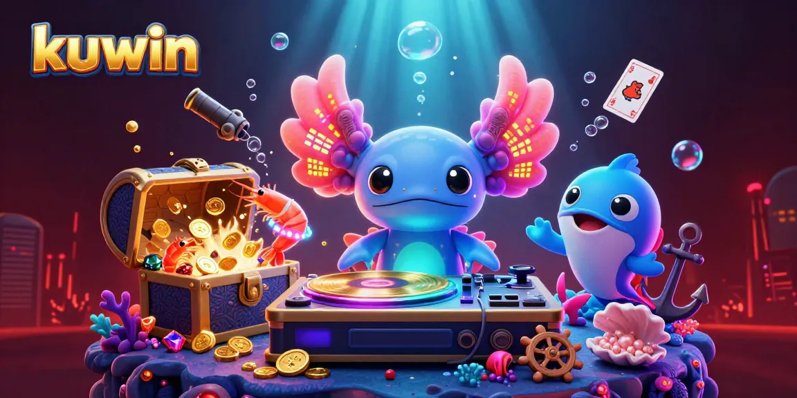 Kuwin engages players with an axolotl DJ spinning records in an underwater scene full of riches and excitement.