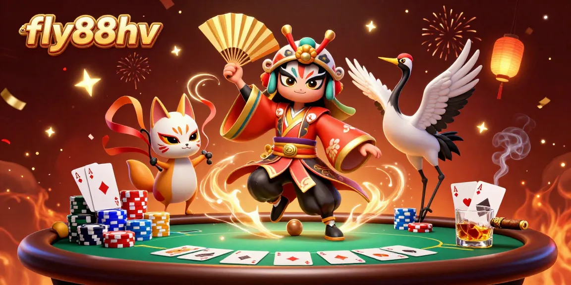 Experience thrilling gameplay at fly88hv with vibrant casino characters and poker elements.