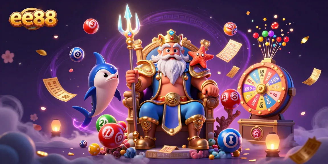 ee88 celebrates with a vibrant lottery-themed scene, showcasing dynamic game elements and characters.