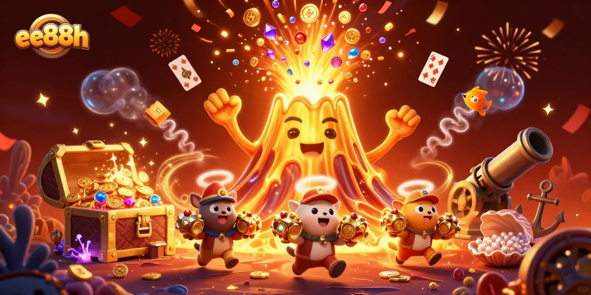 Experience exciting wins with the ee88h casino volcano erupting treasures in this dynamic game scene.