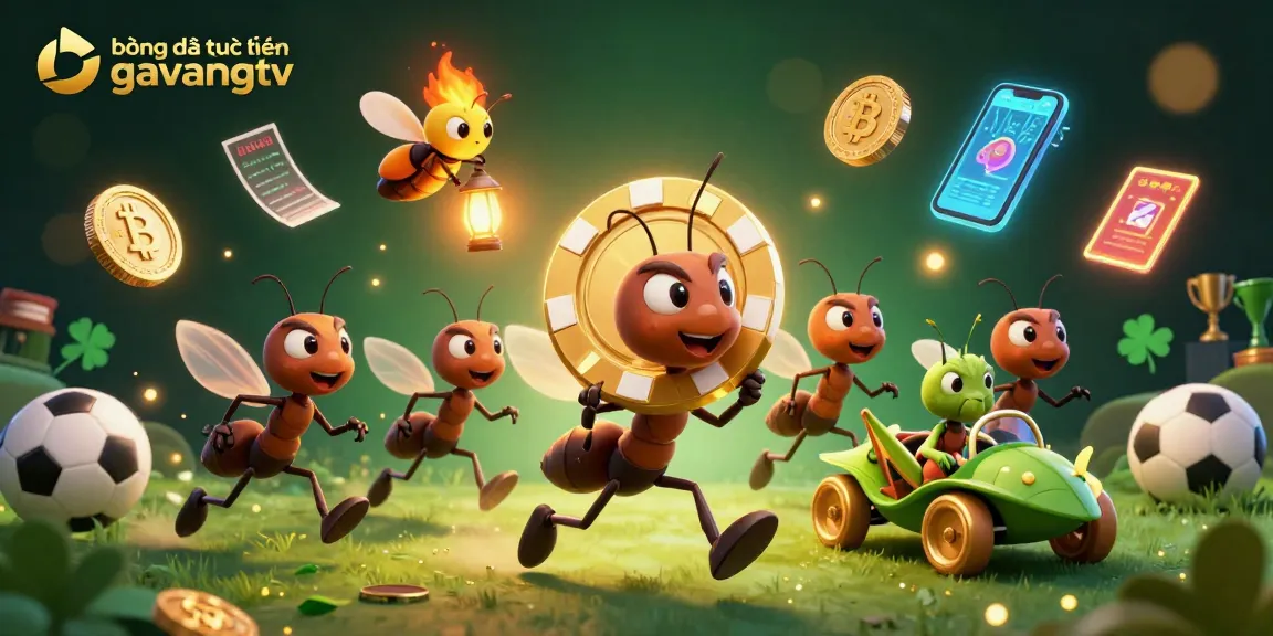 Bong đá trực tuyến gavangtv highlights a lively scene of ants in a sports betting heist.