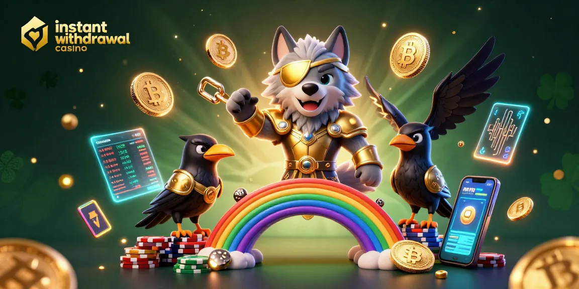 Experience the excitement at an instant withdrawal casino with Odin and ravens amidst a vibrant, detailed 3D world.