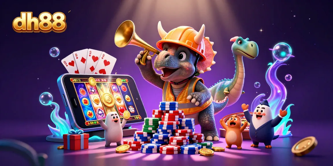 dh88 players enjoy a colorful gaming experience with 3D characters celebrating casino wins