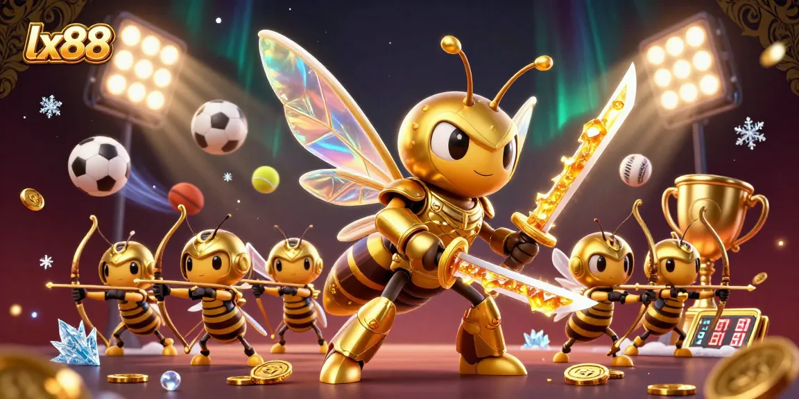 Exciting lx88 sports betting action with a golden hornet in a vibrant casino scene.
