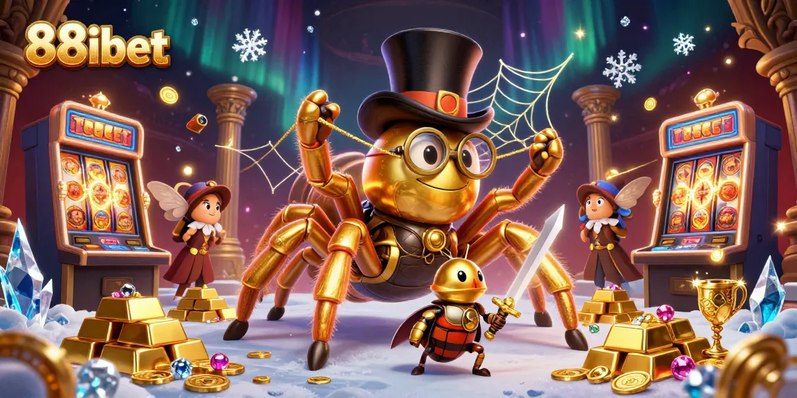 Experience thrilling gaming at 88ibet with a captivating casino scene featuring energetic characters and dazzling treasures.